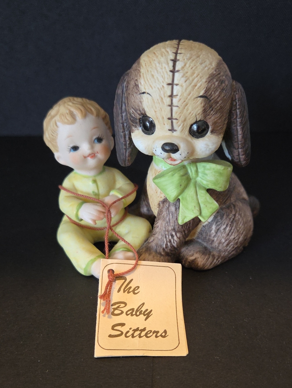 Vintage Josef Originals George Good "The Baby Sitters" Figurine - Baby & Puppy